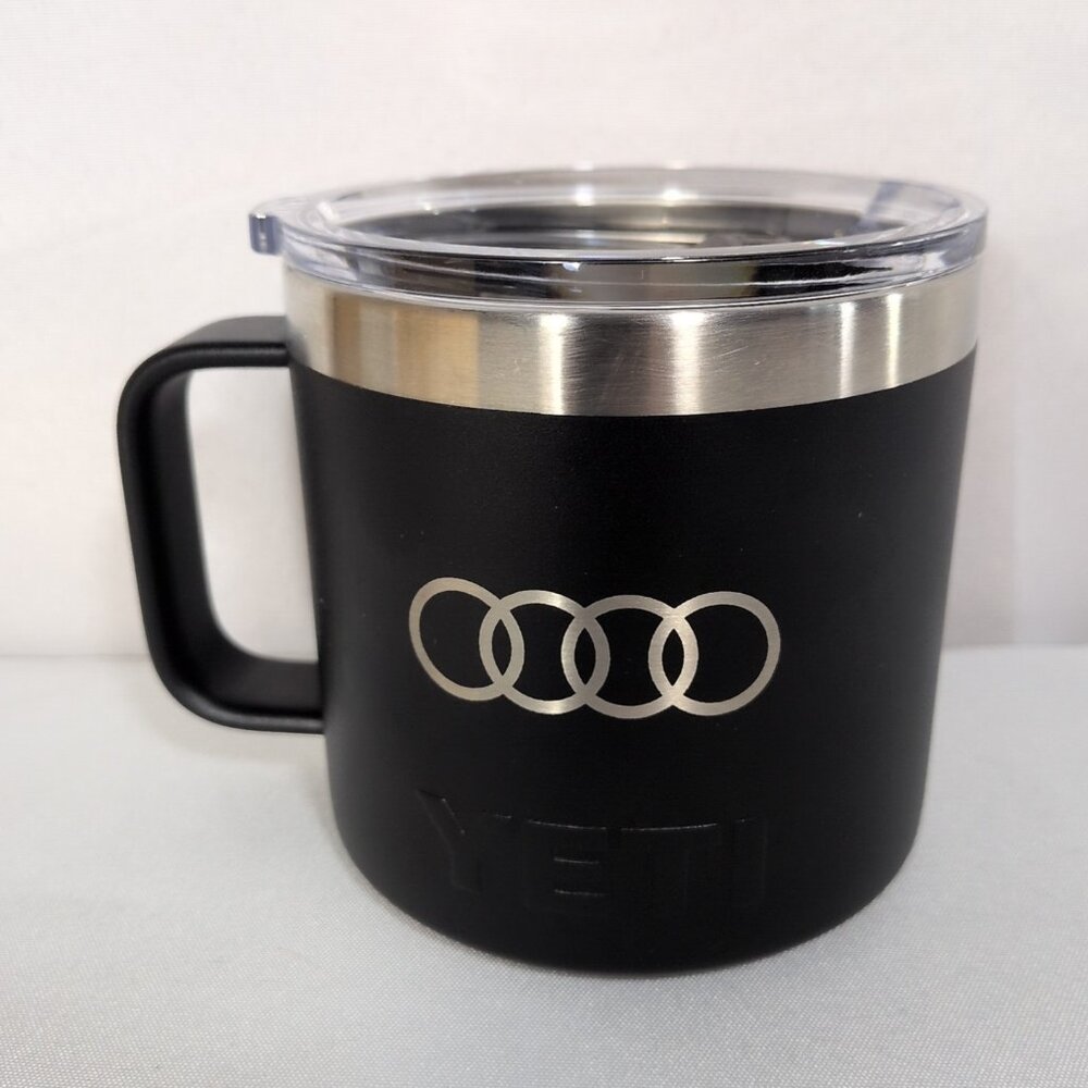 Yeti Audi Rambler 14 oz Mug Cup Travel Lid Black Siler 414ml 35213284 Tumbler
